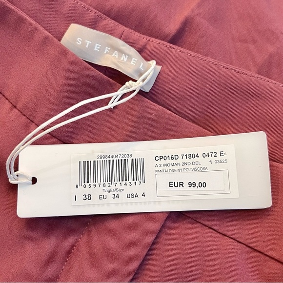 Stefanel Trousers, Italy, Designer, NWT, Pink Mauve, Size 4, Retails $110 - Picture 2 of 10